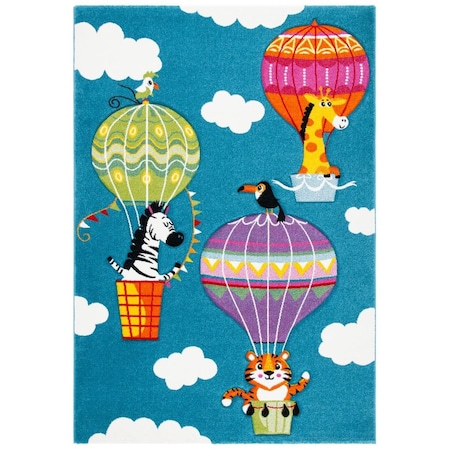 Safavieh Youth Rectangle Carousel Kids 100 Area Rug Blue & Green - 4 x 6 ft. CRK118M-4